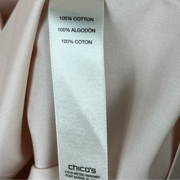 Chico's Blouse Women's Size 8/M Button Down 3/4 Sleeve No Iron Light Pink - Picture 7 of 9